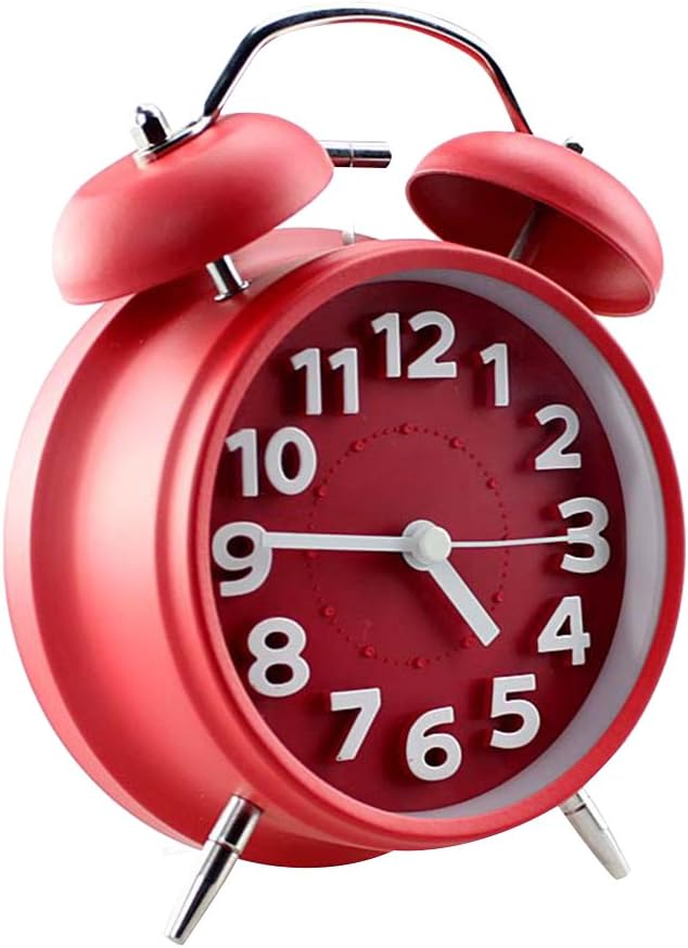 Jinberry 4" (11.7cm) Twin Bell Silent Alarm Clock Night