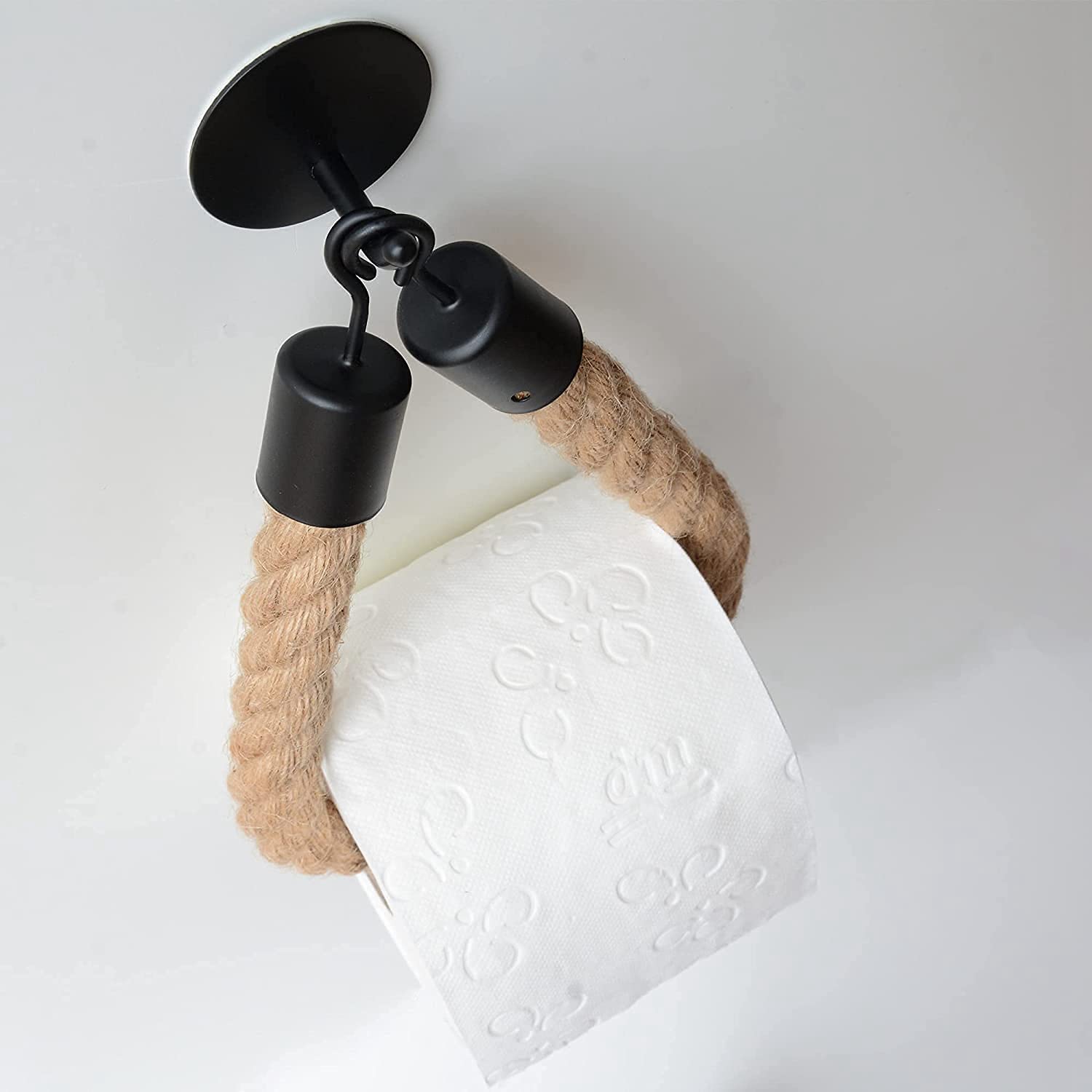 yksiahfi 1PC Black Holder Vintage Towel Hanging Rope Toilet Paper Holder Home Hotel Bathroom Decoration Supplies - Image 4