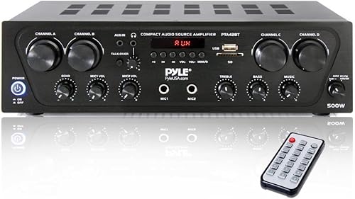 Miniatura 6 de Pyle Home Sistema de altavoces para exteriores a prueba de agua dual y receptor estéreo Bluetooth inalámbrico para karaoke PTA42BT - Amplificador de