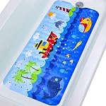 Baignoire Tapis de douche pour bébés 40X16 Tapis de bain antidérapants Inch Extra Long Toddler pour baignoire Mat avec ventouses et trous d'écoulement, Canard jaune