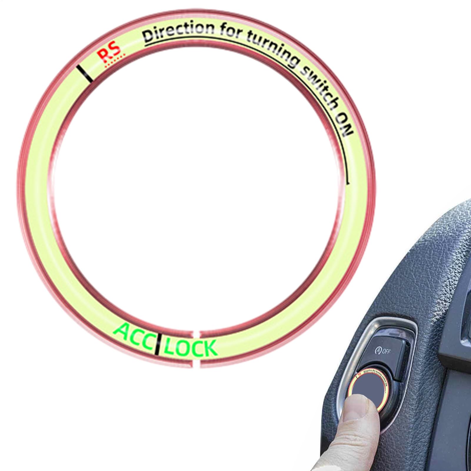 Car Push Start Button Cover - Luminous Ignition SwiťČh Ring | Zinc Alloy Anti-Scratch Protective Sticker | Universal Fit For Car Interior Decoration, Easy Install & Effect