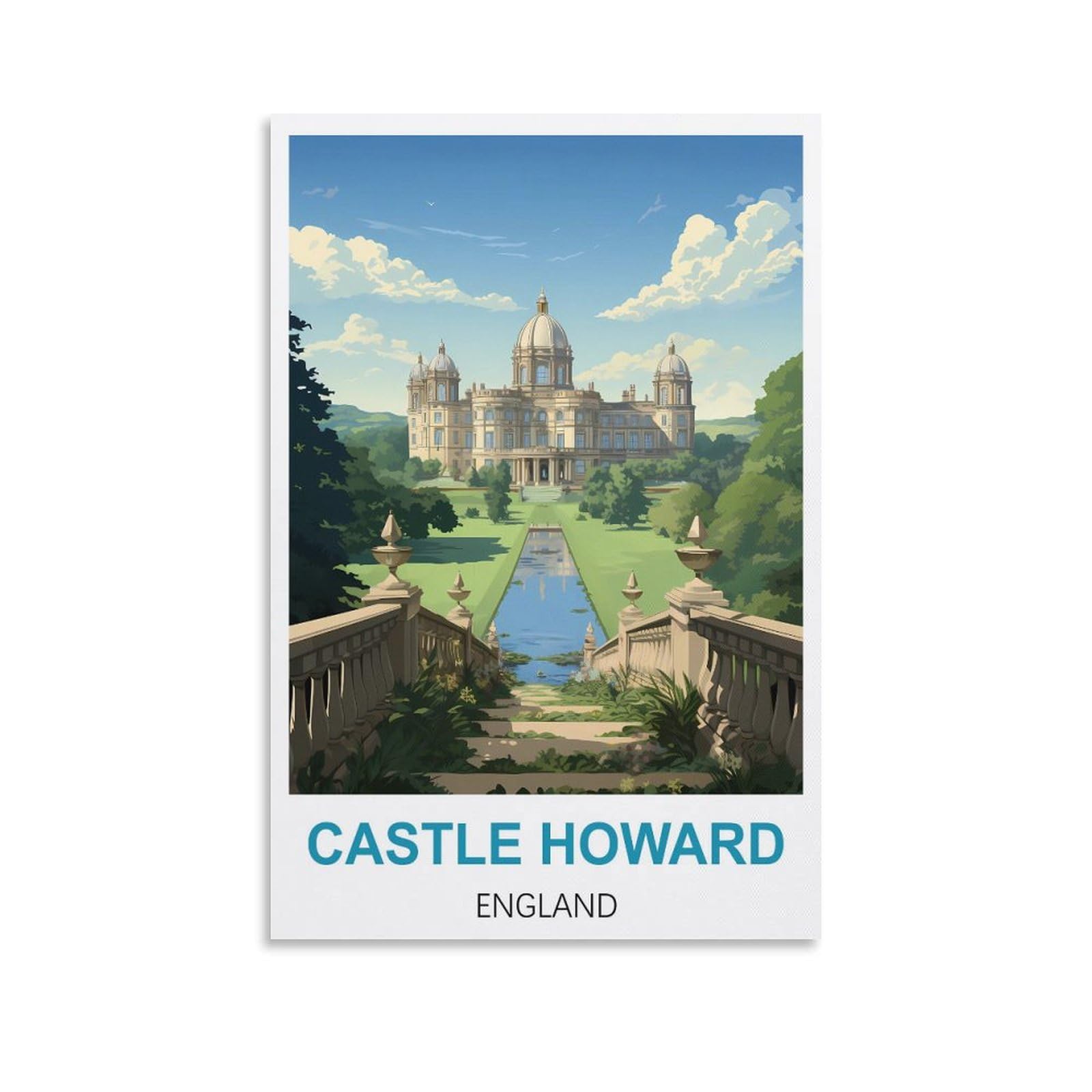 EZMLFA 5D DIY Diamond Painting Kit,Castle Howard England Diamond Art Kits for Beginner,Gem Art Kits Round Drill for Home Wall Decor Gifts 40x50cm