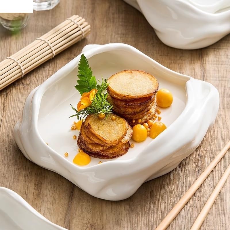 Piatti Cena Piatto in ceramica Piatto da zuppa da ristorante Piatto da dessert Piatto da snack Piatto da sushi Piatto freddo Stoviglie Forniture Per Feste(C 10.4 inch)