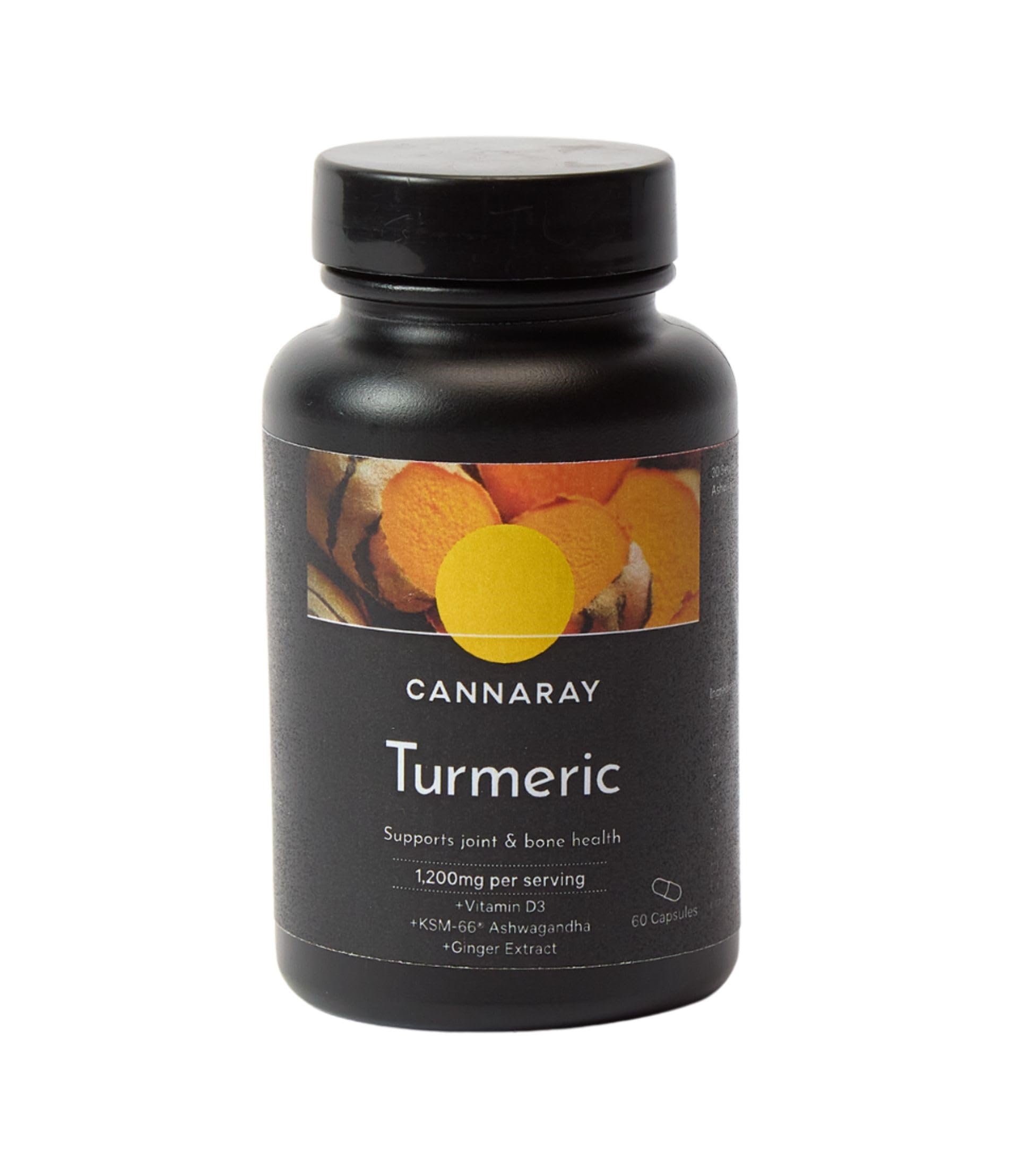 CANNARAY Turmeric Capsules 1200mg with Added Ashwagandha, Ginger and Black Pepper to Support Joint & Bone Health