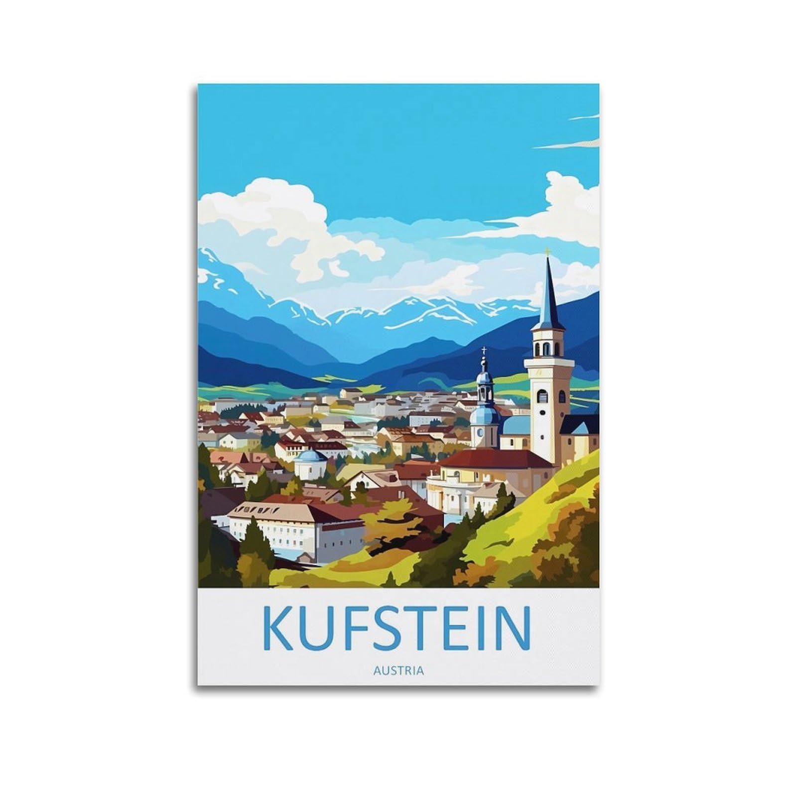EZMLFA 5D DIY Diamond Painting Kit,Kufstein Austria Diamond Art Kits for Beginner,Gem Art Kits Round Drill for Home Wall Decor Gifts 30x40cm