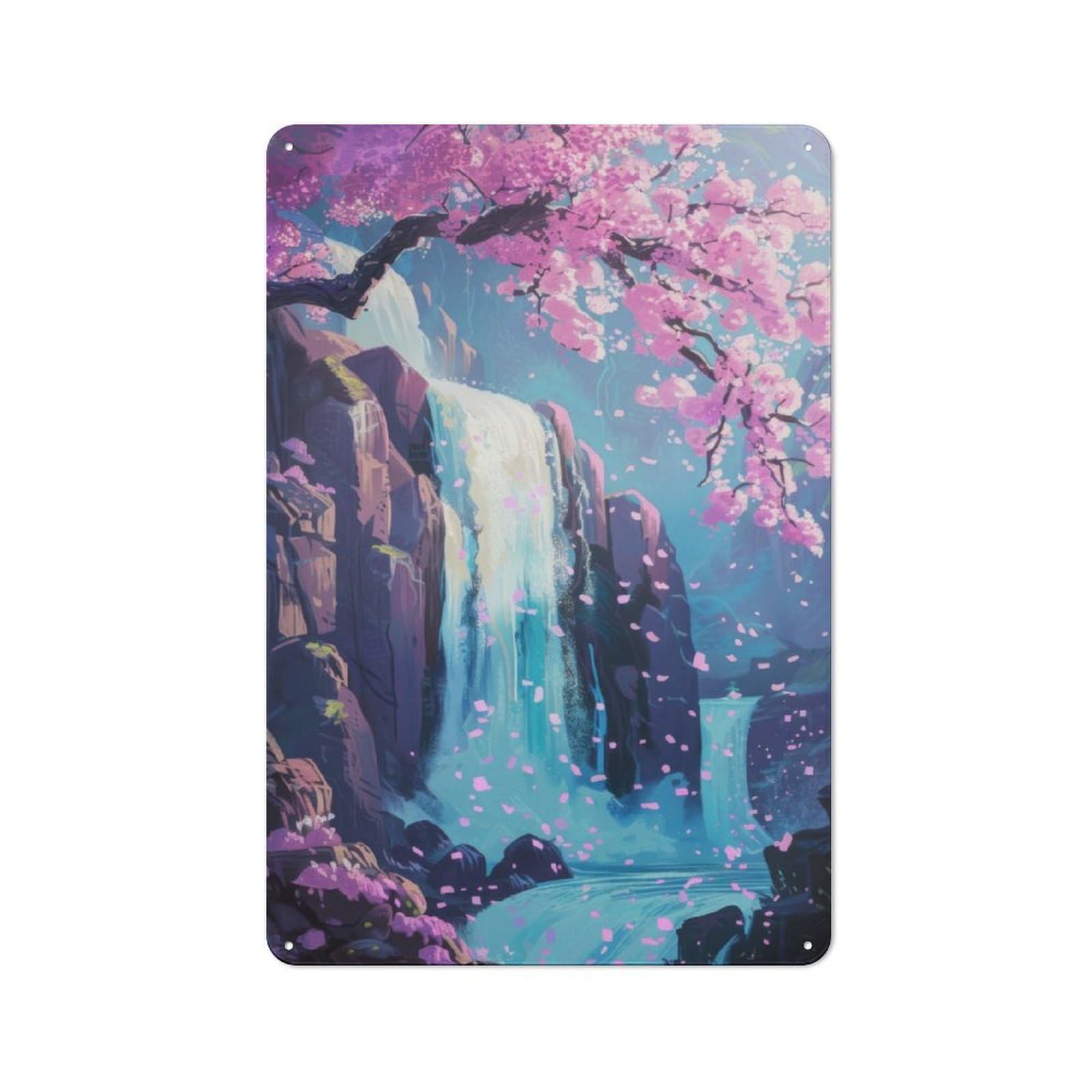 Junmoney Waterfall Painting Rustic Metal Sign 30X20cm For Kitchen Or Home Bar, Gift For Kitchen Decor Lovers During The Christmas Season