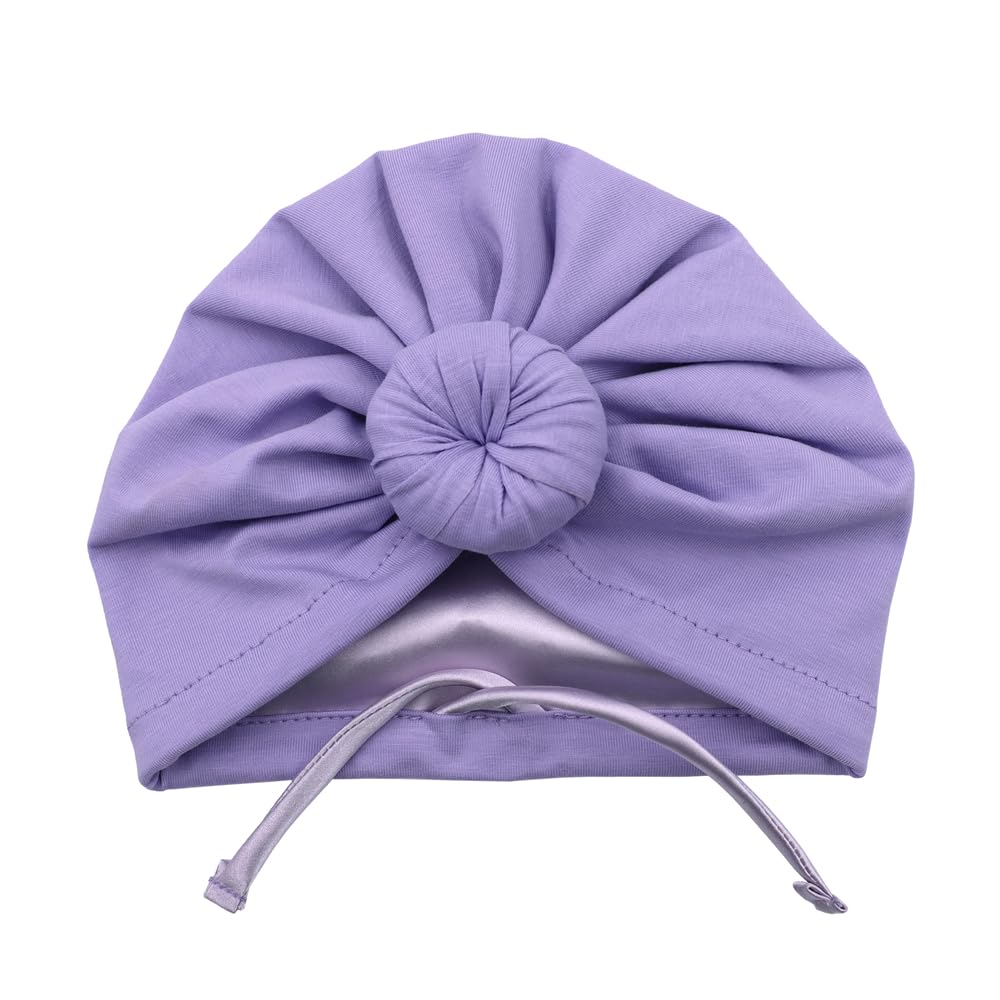 Sugarmelon Women's Orig Lavender Cute Silk Satin Lined Turban Hat For Newborn Baby Girls Boys Hair Care Bonnet Infant Toddler Headwraps Beanie Caps (12M,)