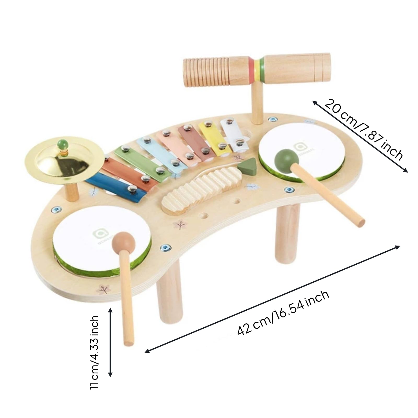 harayaa Mesa Musical Infantil de Madera Juguete de Percusión Instrumento Educativo Centro Rítmico con Sección y Tubo Estriado Impulsa Exploración Sensorial y