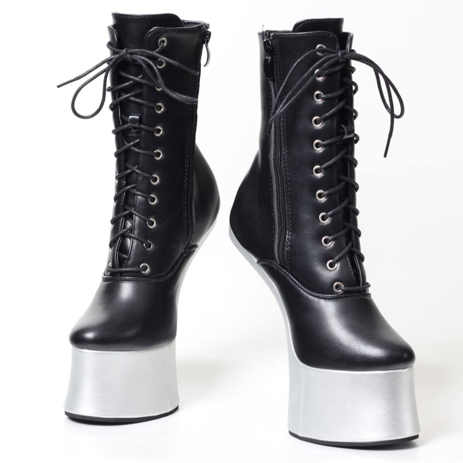 High Heels Sexy 47 Horseshoe Booties 18cm Cosplay Pole Dance Schuhe,Black-44
