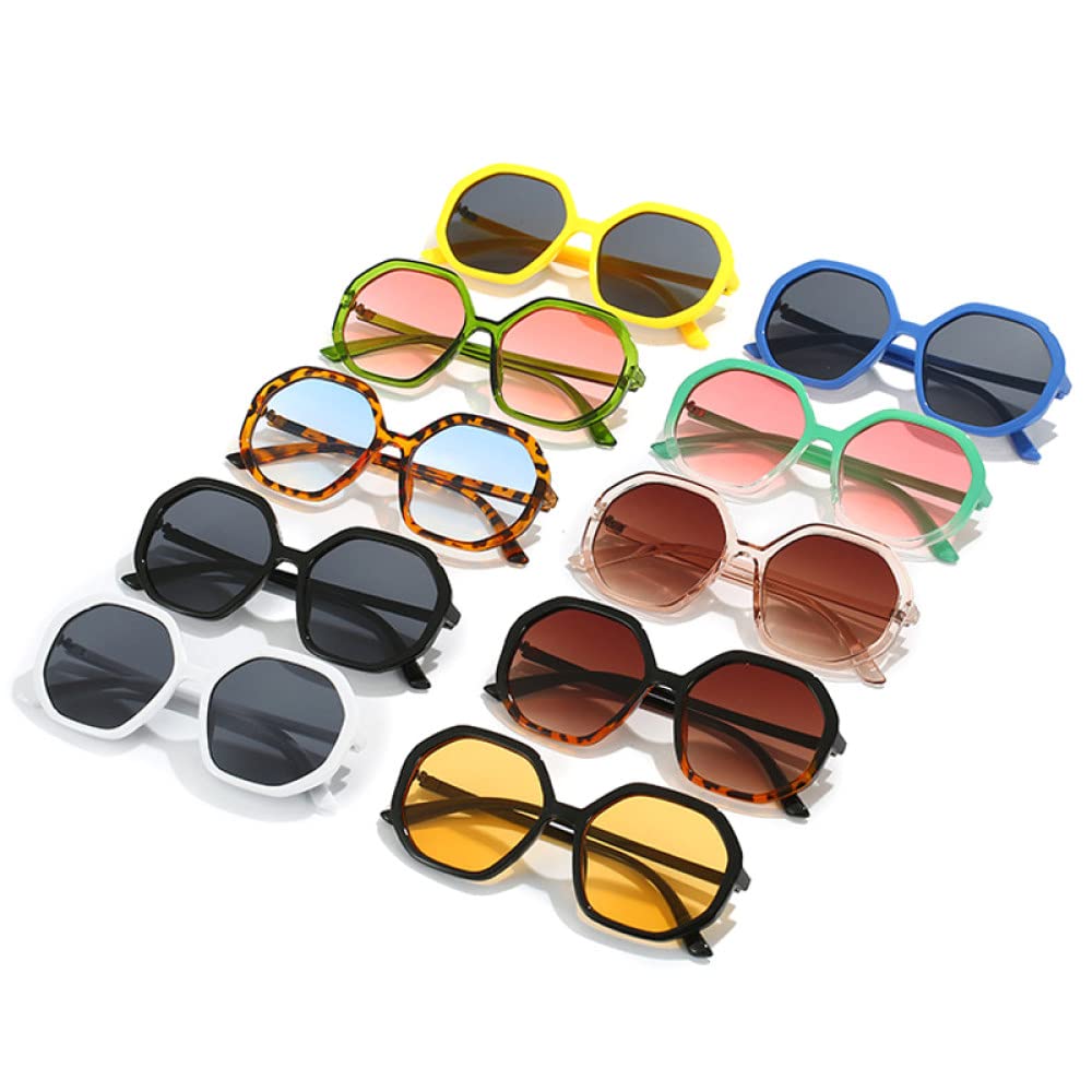 Polygon Sonnenbrille Damen Vintage Bonbonfarben Brille Herren Schattierungen UV400 Farbverlauf Sonnenbrille