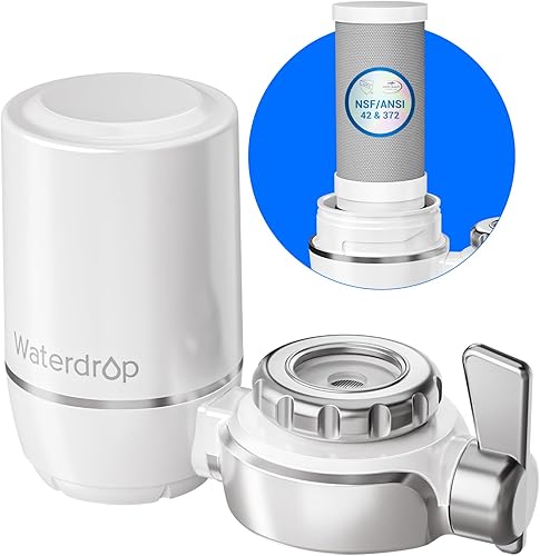 Waterdrop WD-FC-01 - Sistema de filtración de larga duración para llave de agua con certificado NSF con capacidad de 320 galones El filtro reduce el