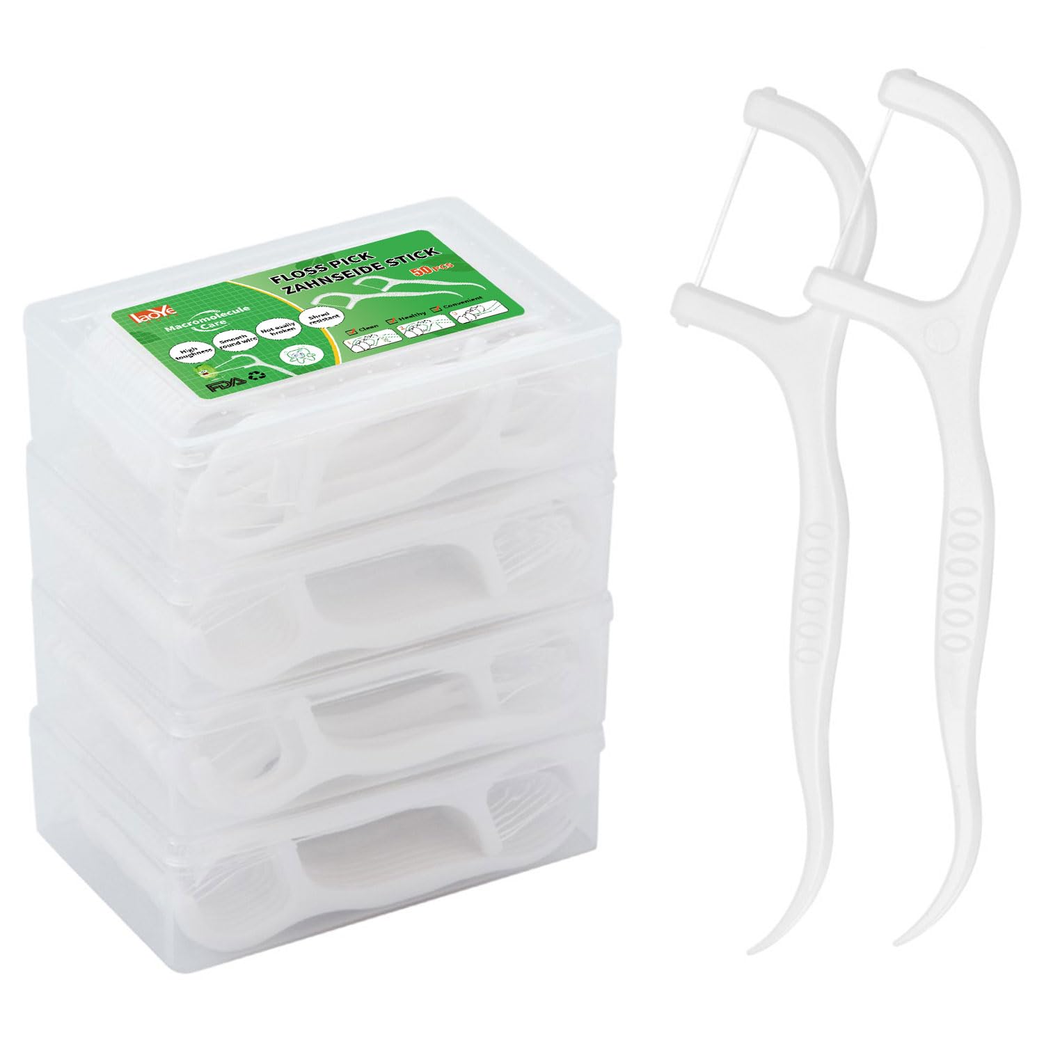 200 Pcs Dental Floss Sticks 2 in 1 Dental Floss Picks Tooth Picks Sticks Plastic, High Toughness Tooth Floss Picks Teeth Cleaning with 4 Portable Storage Cases for Travel