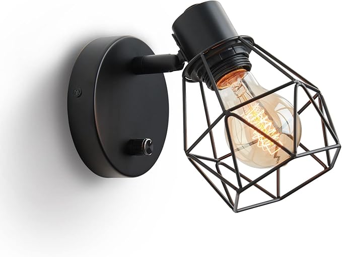 Lightess Industrial Wall Lights Dimmable Wall Lights with Switch E27