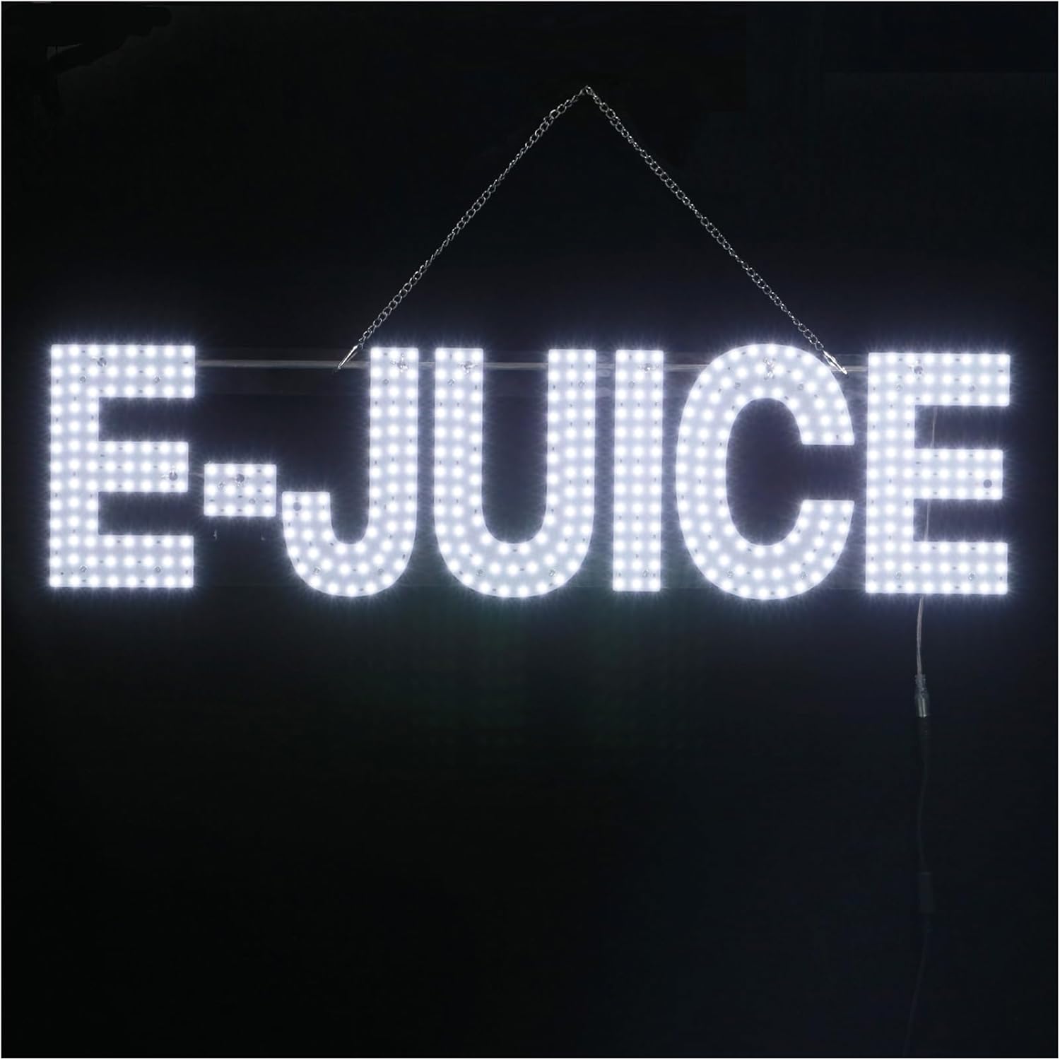 30"x10" Large LED E-JUICE Signs for Smoke Shops, Super Bright Unique Design E-JUICE Sign with Hanging Installation, High Visibility E-JUICE Sign for Stores Retail Shops Window (White)
