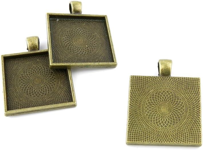 50pcs Jewelry Making Charms Jewellery Charme Antique Brass Tone Fashion Finding for Necklace Bracelet Pendant Earrings Repair DIY RL053 Square Cabochon Frame Blanks