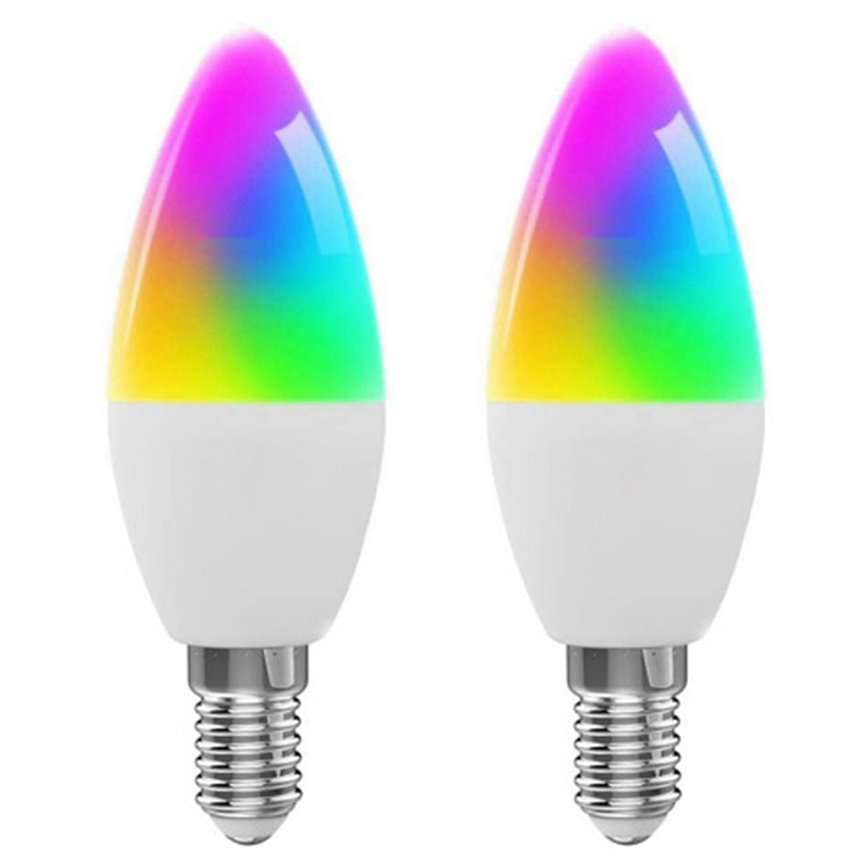 Jnchdghwa White 2X Tuya E14 Smart Bulb Dimmable Five-Way Spiral Candle Bulb Wifi Rgb Bulb Remote Control And Voice Control 5W