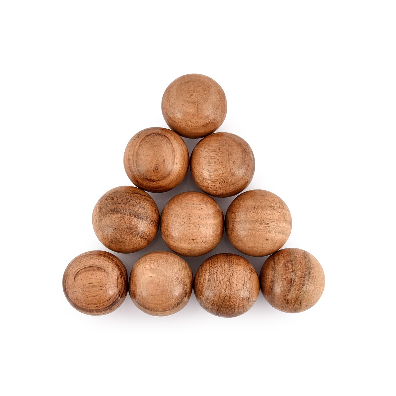 Juego de 10 bolas decorativas de madera de acacia para centro de mesa o uso individual, ideal para uso en bandejas o decoración de cestas (5,08 cm x 5,08 cm x 5,08 cm)