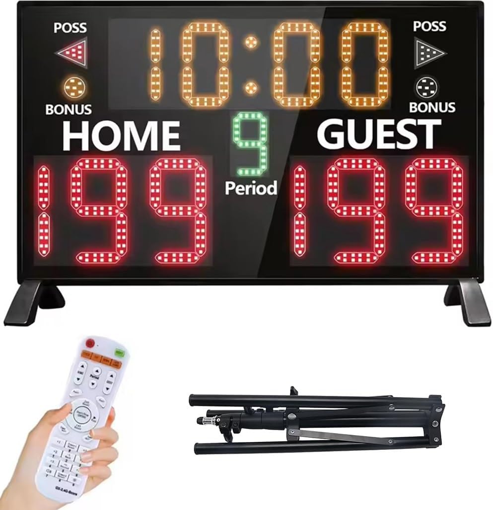 LED Digital Basketball Scoreboard with Shot Clock, 12/14/24/30/25/60 Seconds, Battery Powered Electronic Scoreboard with Remote,Scoreboard