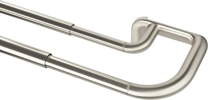 Umbra Twilight Double Curtain Rod Set – Diseño envolvente ideal para paneles oscurecedores o de oscurecimiento de habitaciones, 48 a 88 pulgadas, níquel