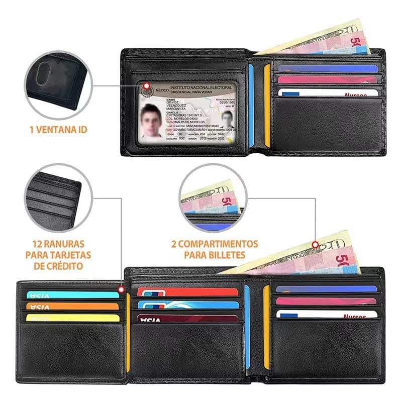 Men's carbon fiber wallet RFID anti-theft brush multi card three fold PU leather wallet, packaging gift4
