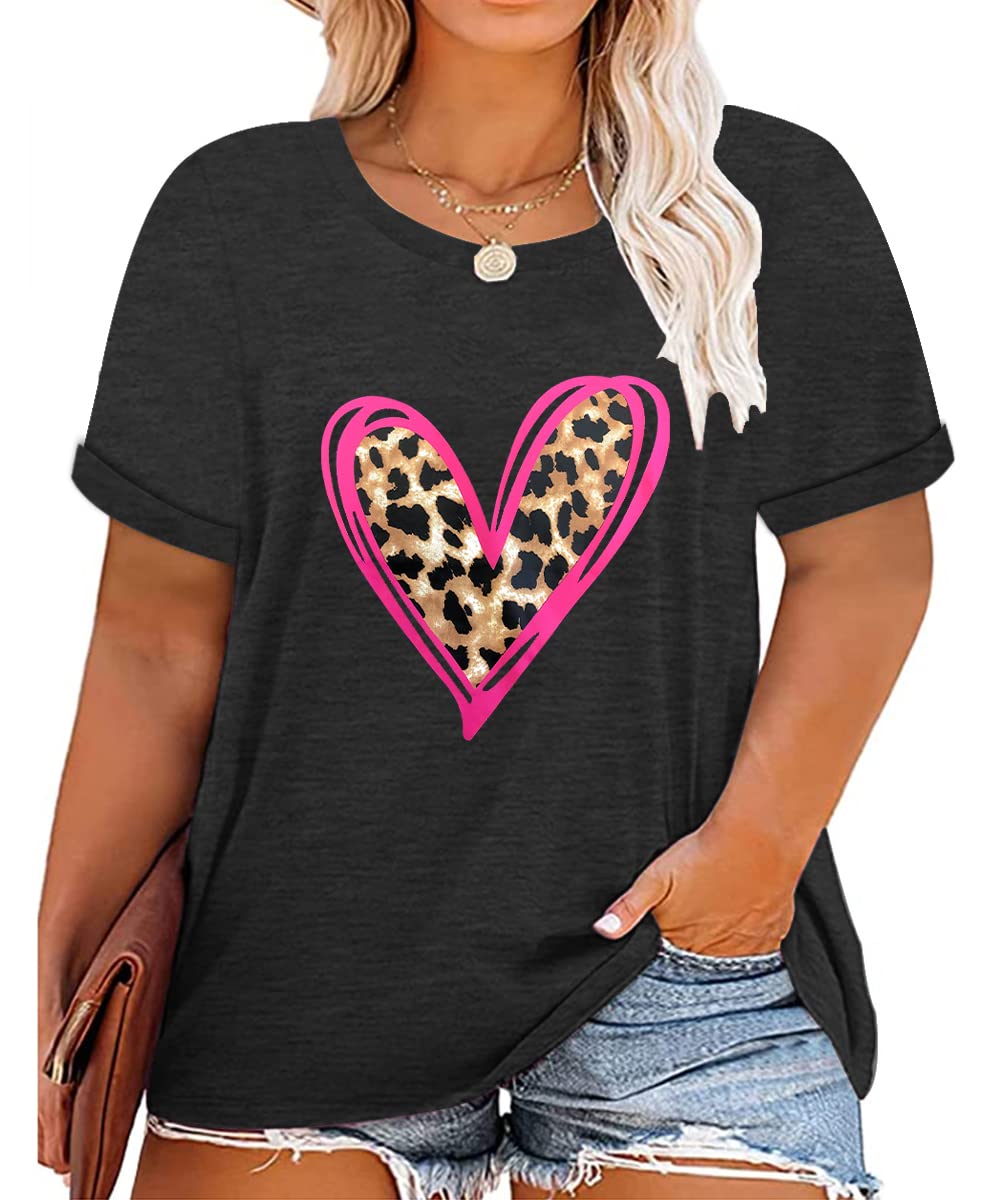 CARCOS Plus Size Tops for Women Short Sleeve Shirt Summer Star/Leopard/Tie Dye/Flower Crewneck Pullover Tunic XL-5XL
