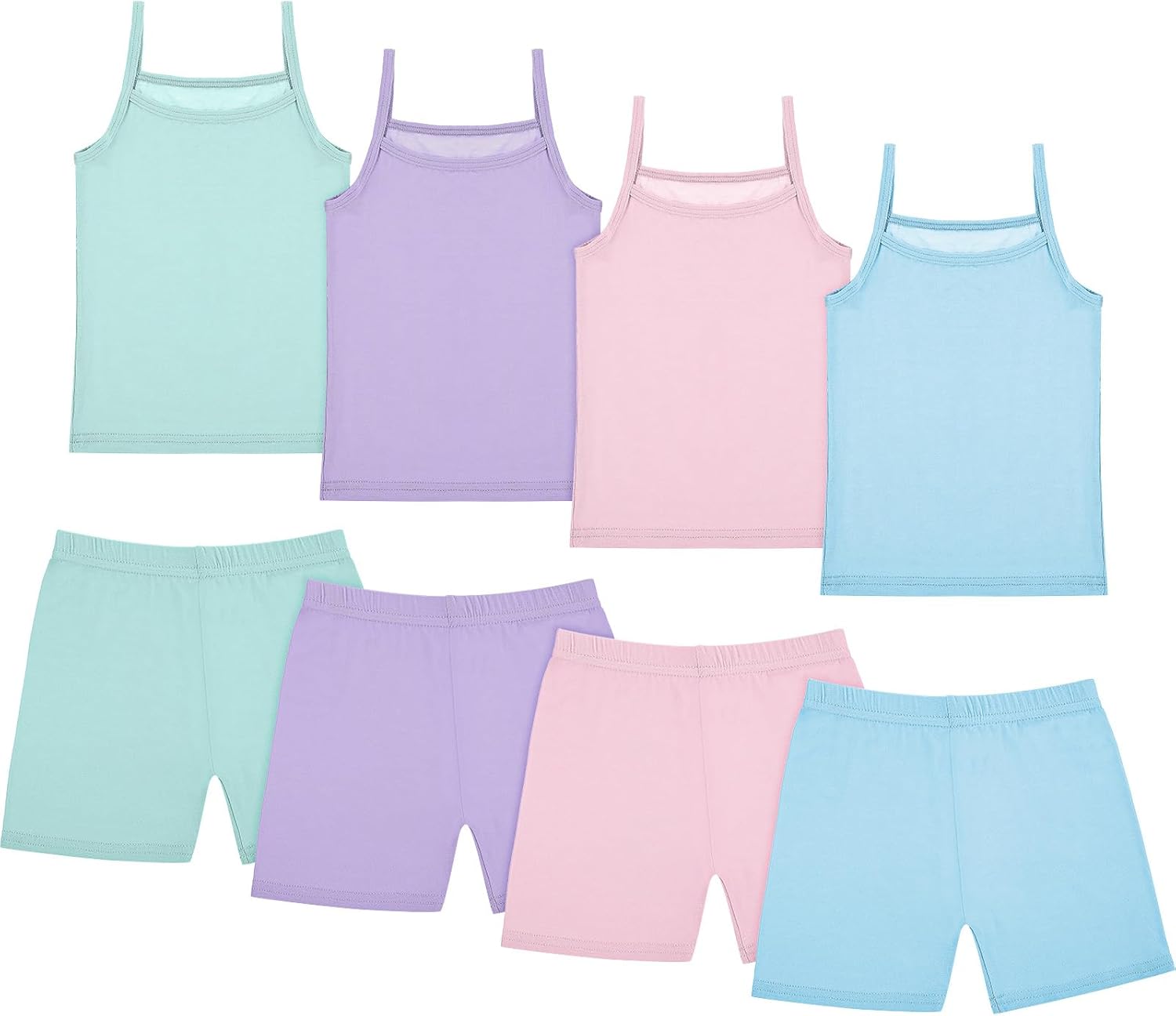 Hercicy 8 Packs Toddler Tank Tops Girls and Dance Shorts Toddler Sleeveless Strap Crop Gymnastics Yoga Shorts for Ballet