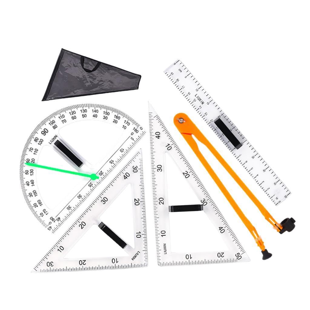 Mathematik set Messwerkzeug Dreieck Lineal für Lehrer Schüler Zeichenunterricht Heimarbeitsplatz, 5 Stück