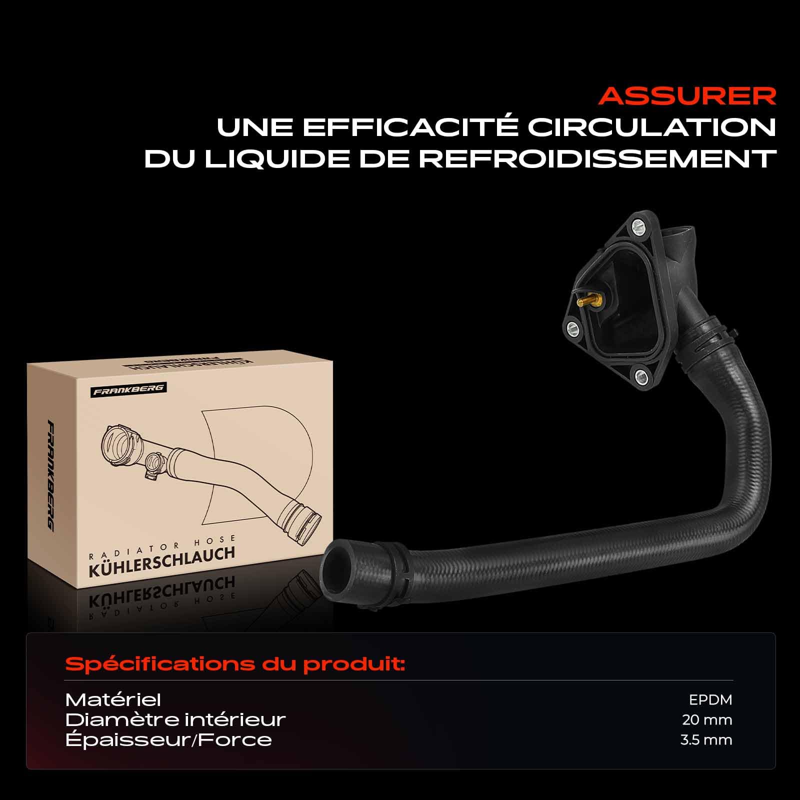 Frankberg Durite de radiateur, durite de liquide de refroidissement EPDM