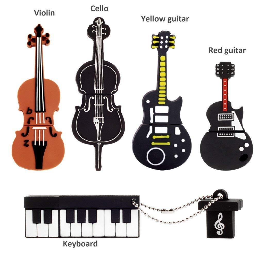 【5 Piezas】 LEIZHAN Memoria USB 32GB Pendrive Silicona Impermeable Flash Drive Memorias Regalo para Niños-Instrumentos Musicales