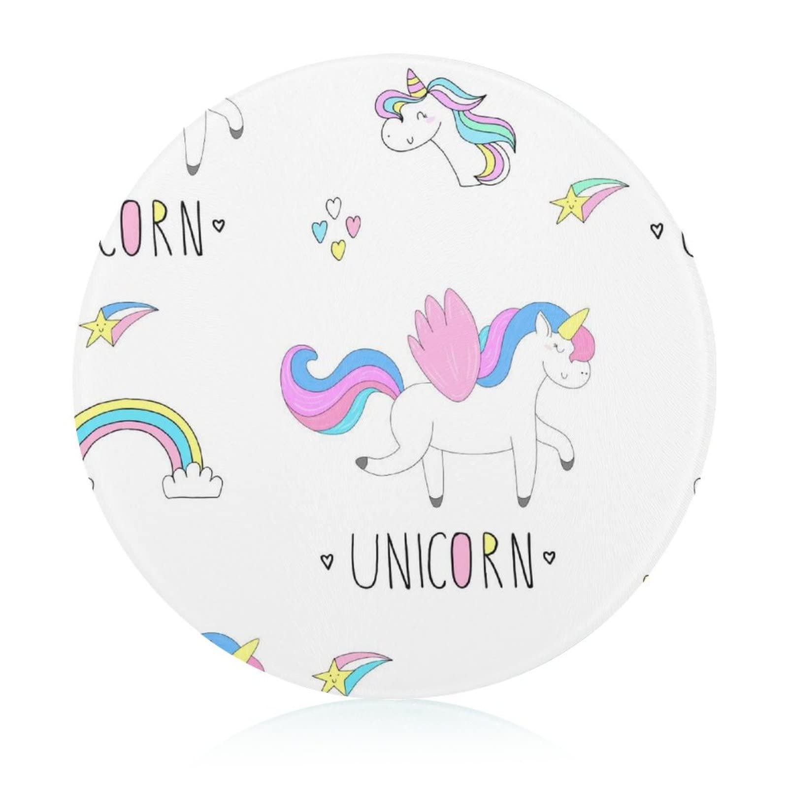 Planche à découper en verre trempé licorne blanche 20 cm antidérapante