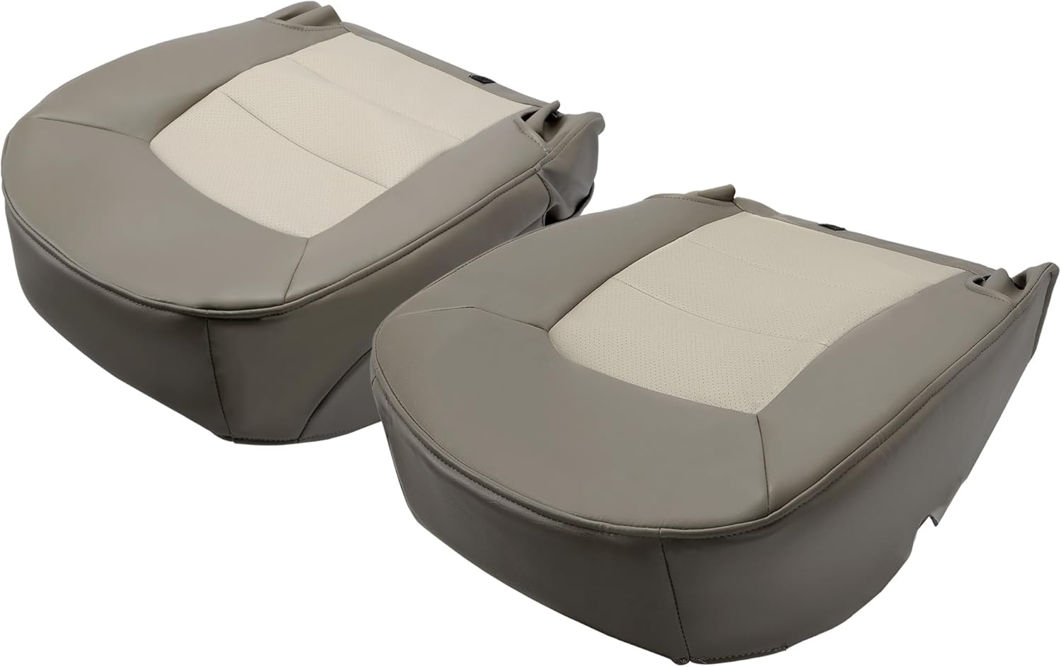 KUAFU Seat Cover Synthetic Leather Compatible with 2003-2006 Ford Expedition Eddie Bauer 4x4, 2WD, 4.6L, 5.4L - Perforated Tan(Driver & Passenger Bottom) -2 Packages