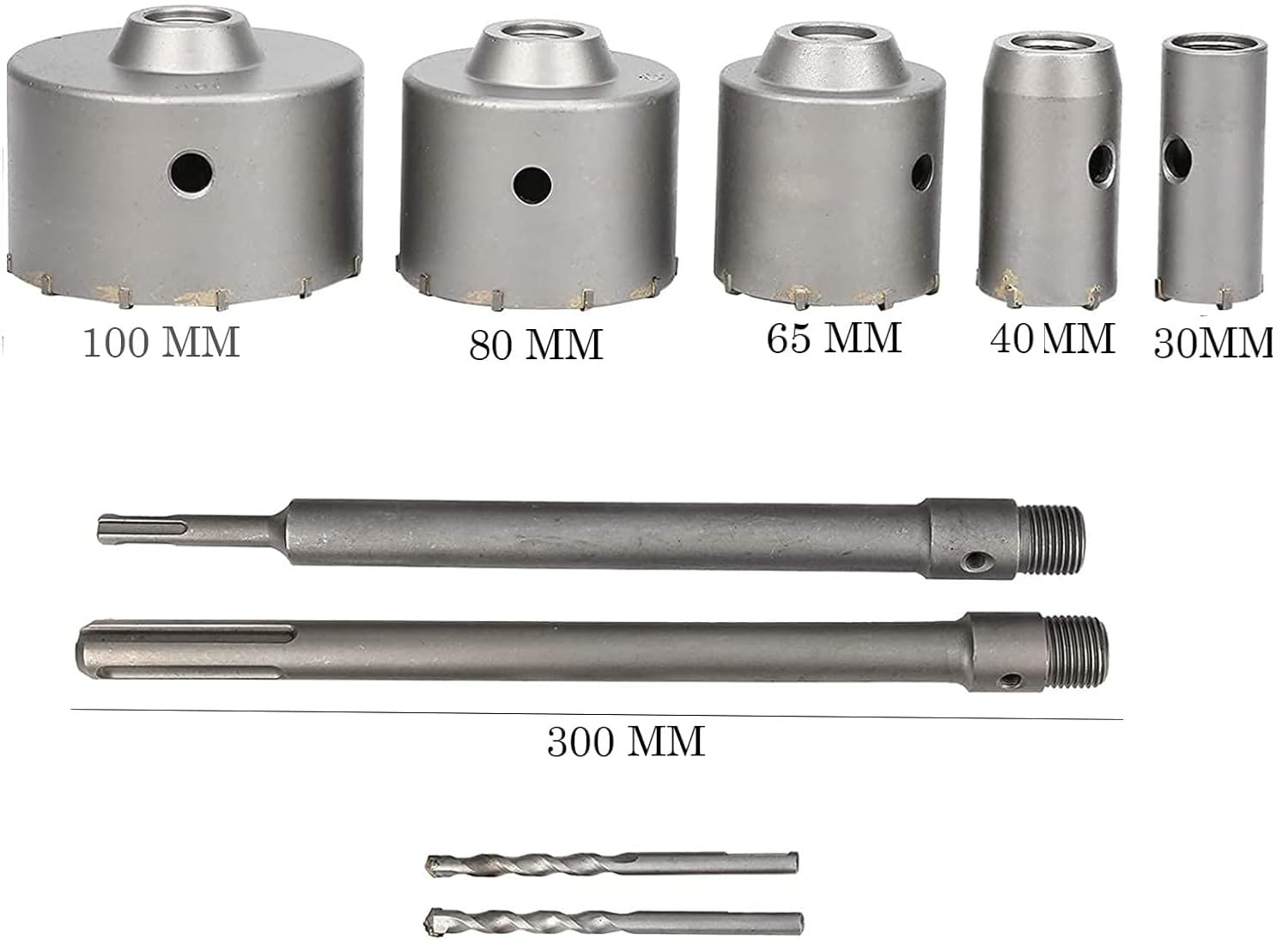 Kit Sega A Tazza Carotatrice 9 Pezzi ZKH - Diametri 30-100 Mm, Con Alberi SDS Plus E Max, Per Cemento E Pietra - Foto 3