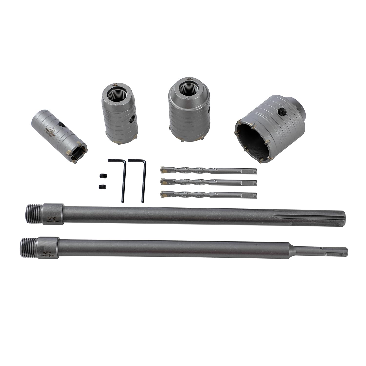 TOPWAY Core Drill Bit Set 30/40/50/60mm, 350mm SDS Plus + SDS MAX Shank Hollow Concrete Wall Drill Cutter Bits - Image 2