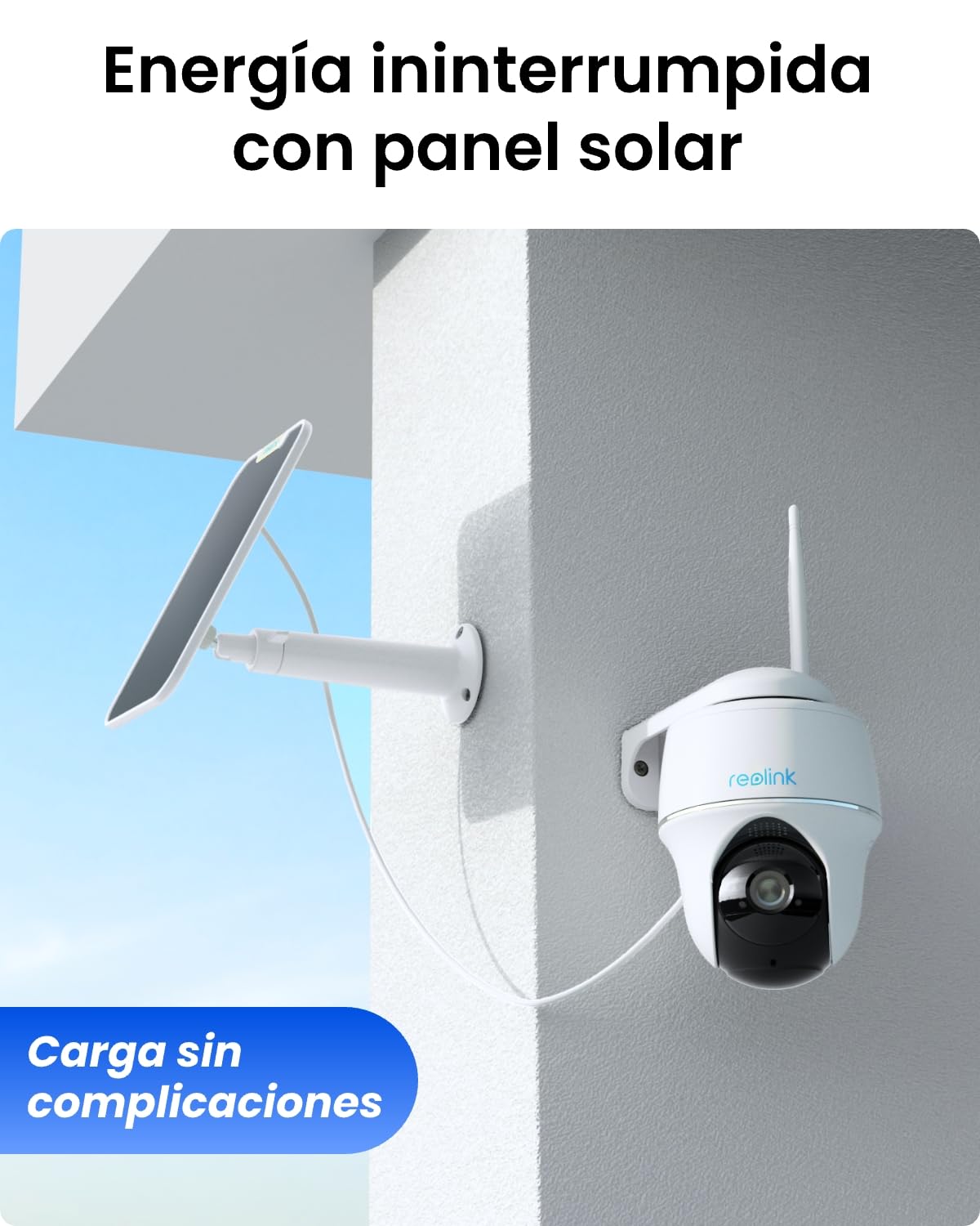 Reolink 4MP Camara Exterior Solar, 355º Pan& 140ºTilt, 2,4/5GHz Wi-Fi | 360° PT, Detección Inteligente, Visión nocturna por infrarrojos 2K, Audio de 2 Via, Sin Cable, Argus PT Plus con Panel Solar