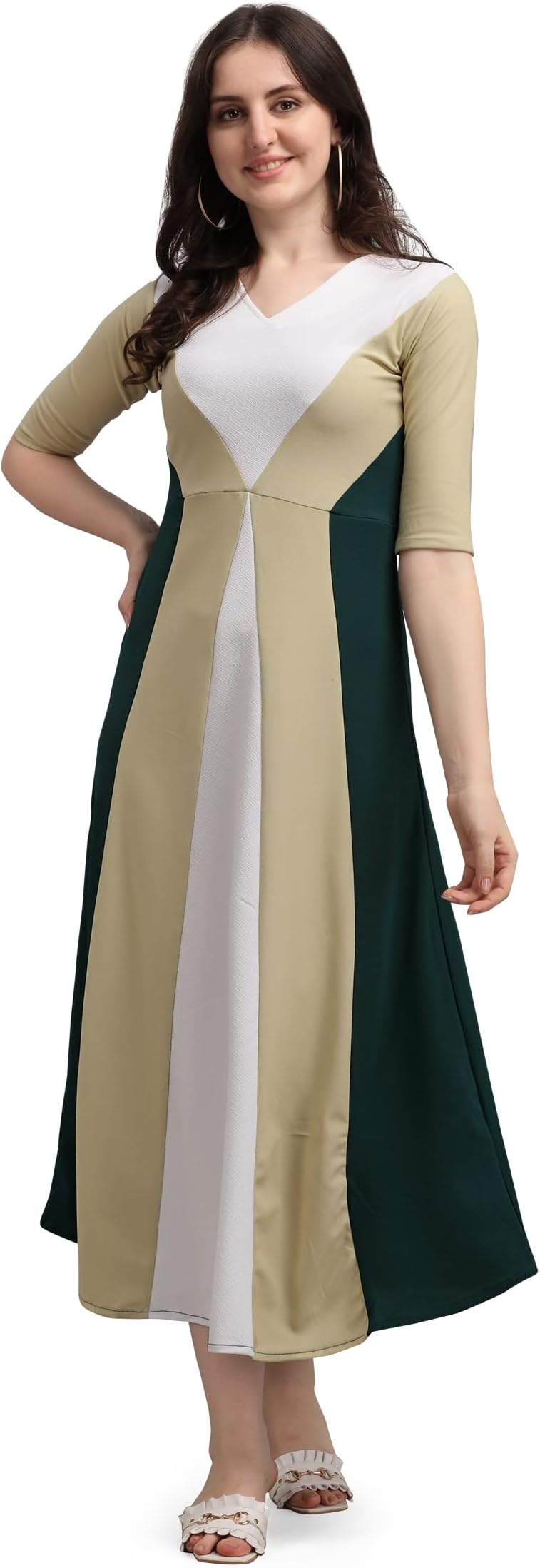 Women's Geometric Half Sleeve Maxi Dress