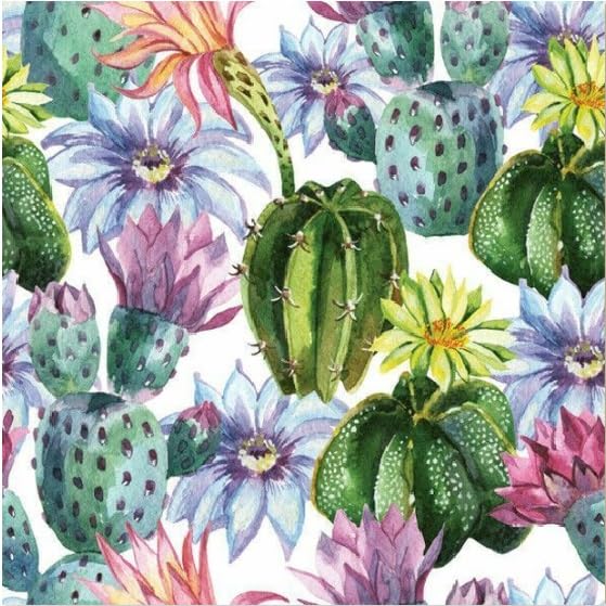 Set of 2 Paper LUNCH Decoupage Napkins Exotic Floral CACTUS PLANTS For Needlework Perfect For Birthday Holiday Wedding Cocktail Projects Premium Quality Exquisite Designs