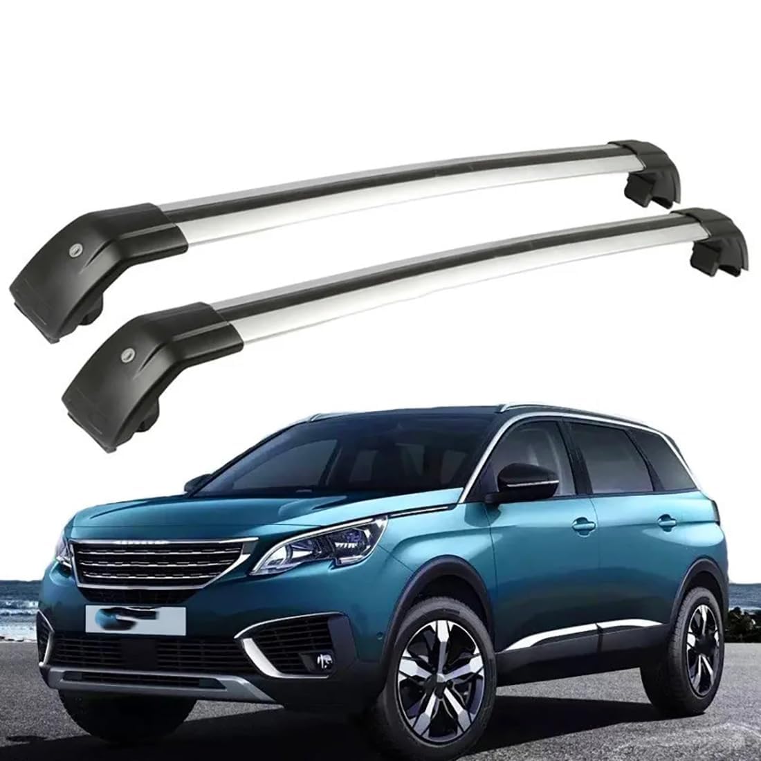 OKIIO Aluminum Lockable Roof Rack Rail for Peugeot 5008 2016-2022, 2Pcs Aerodynamic Rail Bars Lockable Car Rail Rack for Cars with Roof Rails Rack, Auto Exterior styling Accessories