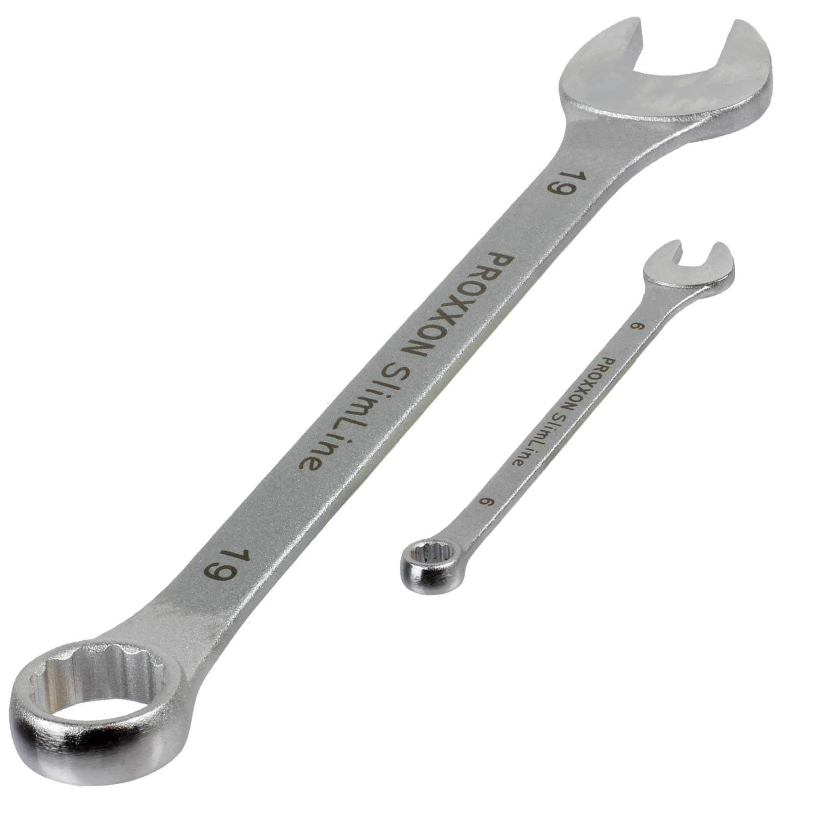 Proxxon 23825 zestaw kluczy płasko-oczkowych 6-19 mm, 12-częściowy w torbie do przewijania