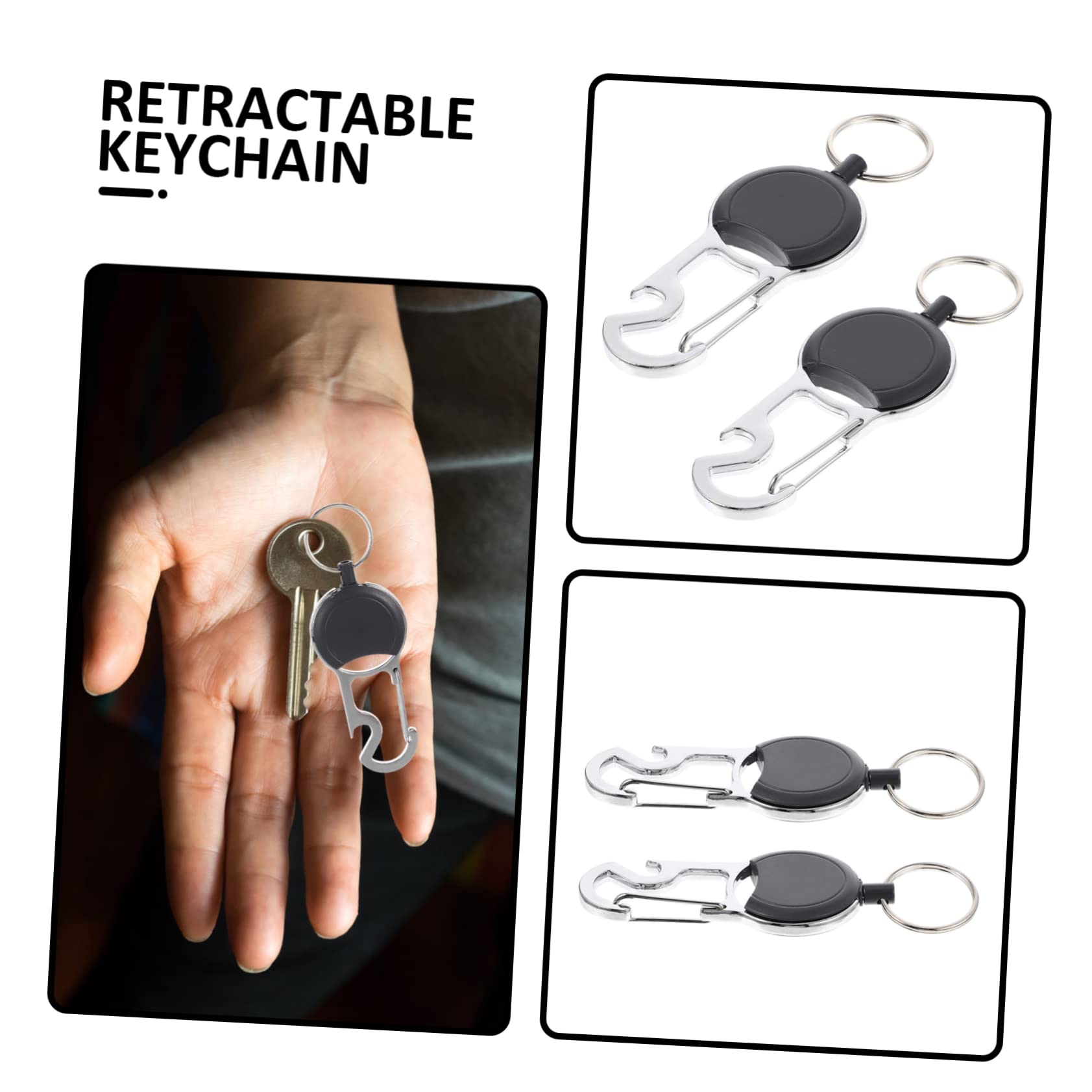 Operitacx 10 Pezzi Portachiavi a Scomparsa Llaveros para Mujer Clip Retrattile Porta Badge Portachiavi con Moschettone Cordino per Chiavi Lega Clip a Coccodrillo Multiuso