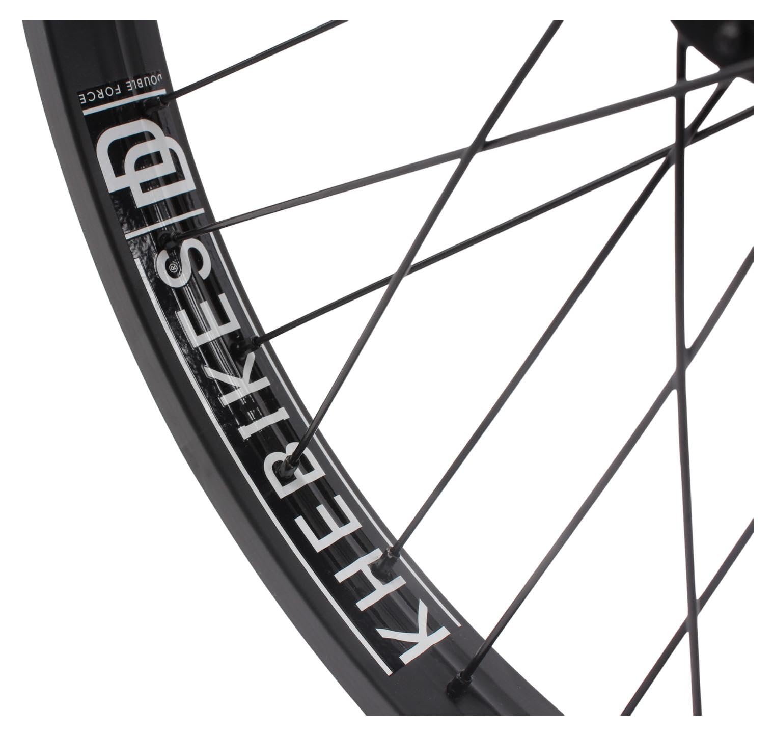 KHE MVP - Juego de ruedas BMX de 20 pulgadas, 10 mm, delanteras, 14 mm traseras, cassette 9T RHD, llantas de doble cámara, rodamientos industriales, color negro
