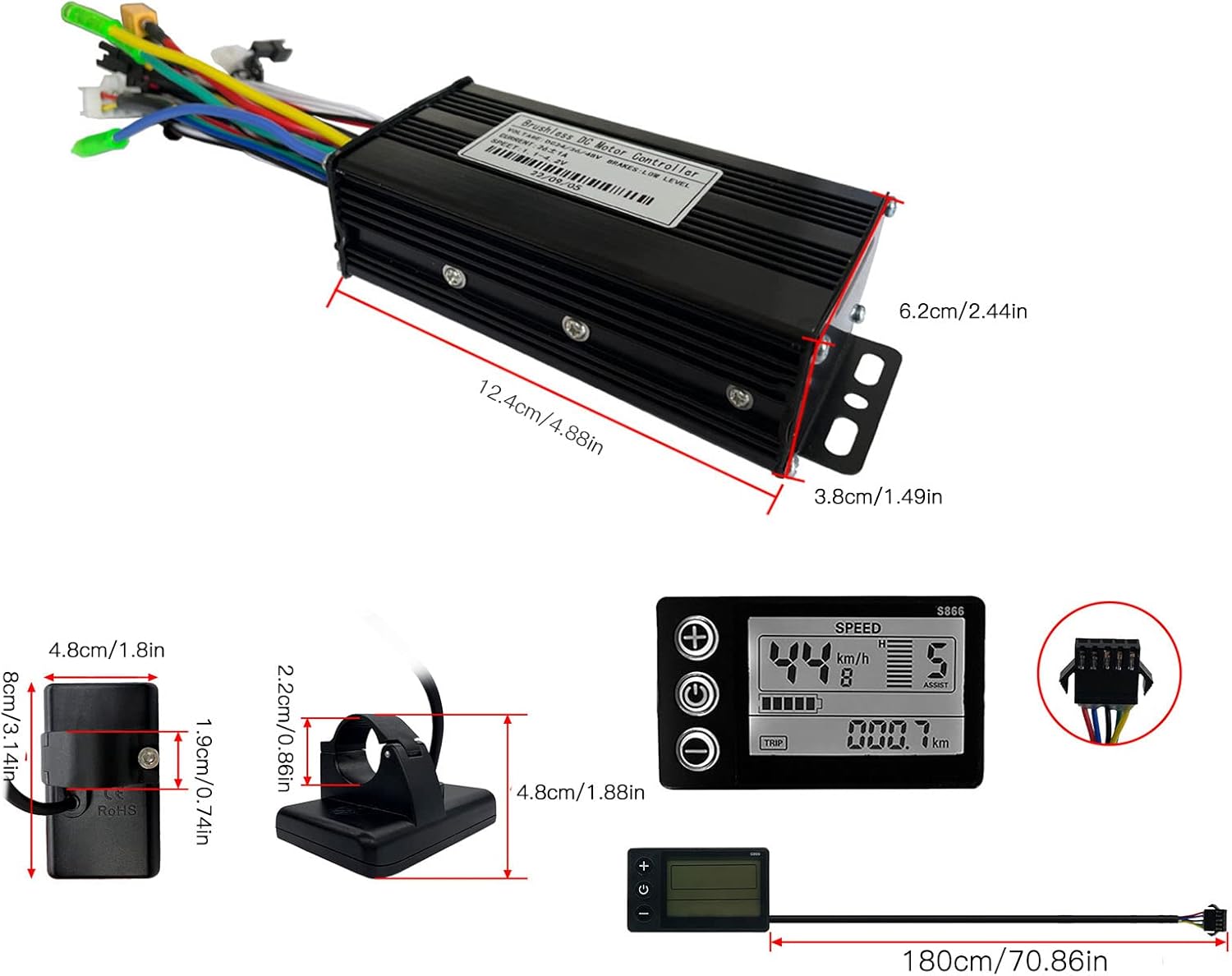 Motor Brushless Controller S866 Panel 26A 3 Mode Sine Wave Set for Mountain Bike Electric Bicycle, 48V Ebike Controller, Ebike Controller 48V 750W, 36V Ebike Controller