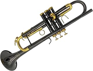 Trompeta para estudiante Trompeta En Sib Negra Instrumento De Trompeta Profesional De Tres Tonos De Latón Níquel Negro Y Dorado