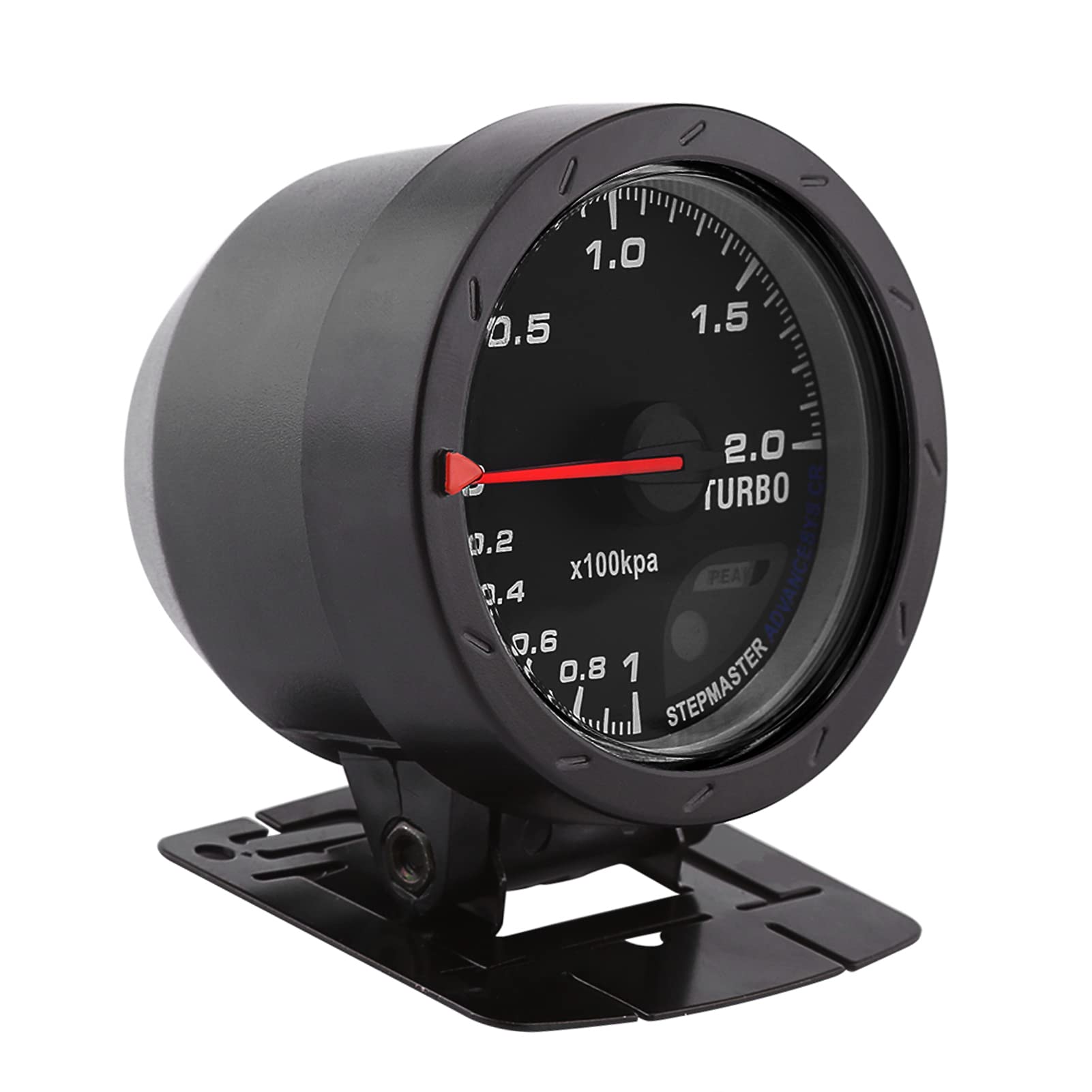 DC 12V 60mm LED Turbo Boost Vacuum Press Gauge Meter Calotta in acciaio inossidabile e piano in vetro