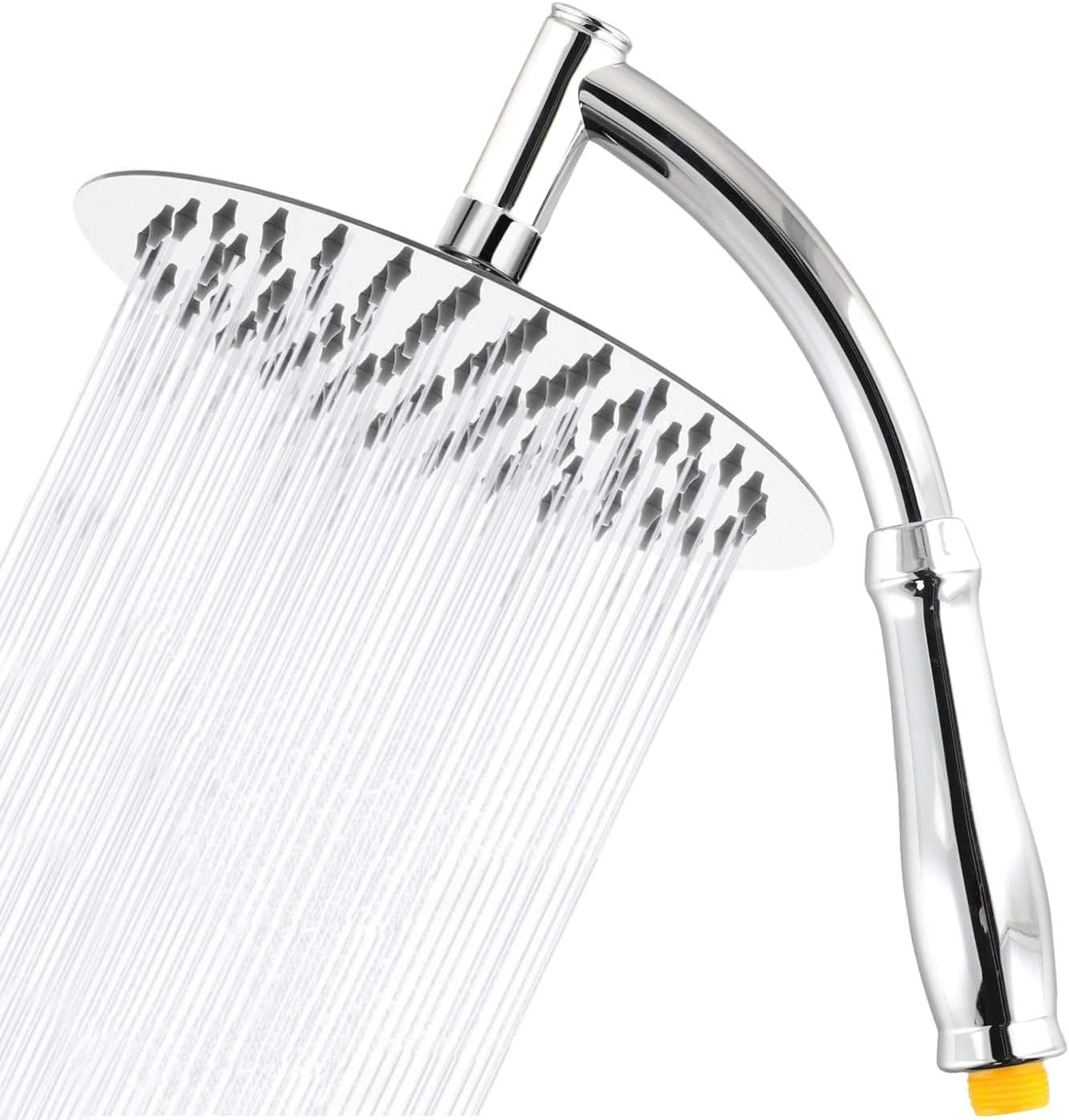 SIEYESCITY Large Powerful Rainfall Shower Head and Handheld Shower Arm - High Pressure Rain Shower Heads with Extension Arm in Chrome - Universal G1/2 Waterfall Showerhead 8 inch Round - 90 Jets