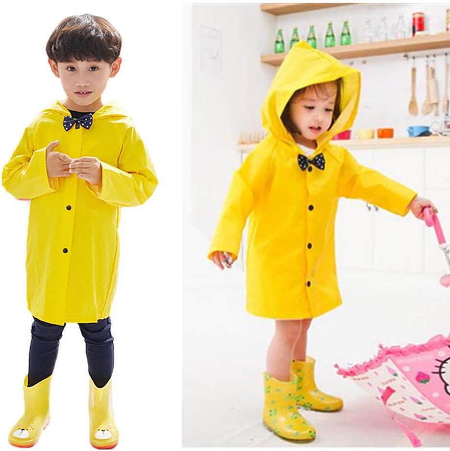 Yellow Kids Rain Coat Hooded Rain Jacket for Girls Boys Toddlers Rain Gear, Children Yellow Raincoat