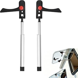 Aluminum RV Window Prop Rod Replacement, Multi-Position Catch Support Strut (Extends to 17"), Rust-Resistant Stay Bracket for Camper Trailer Motorhome Caravan (Multiple Sizes) 1 pair (8-9.3inch)