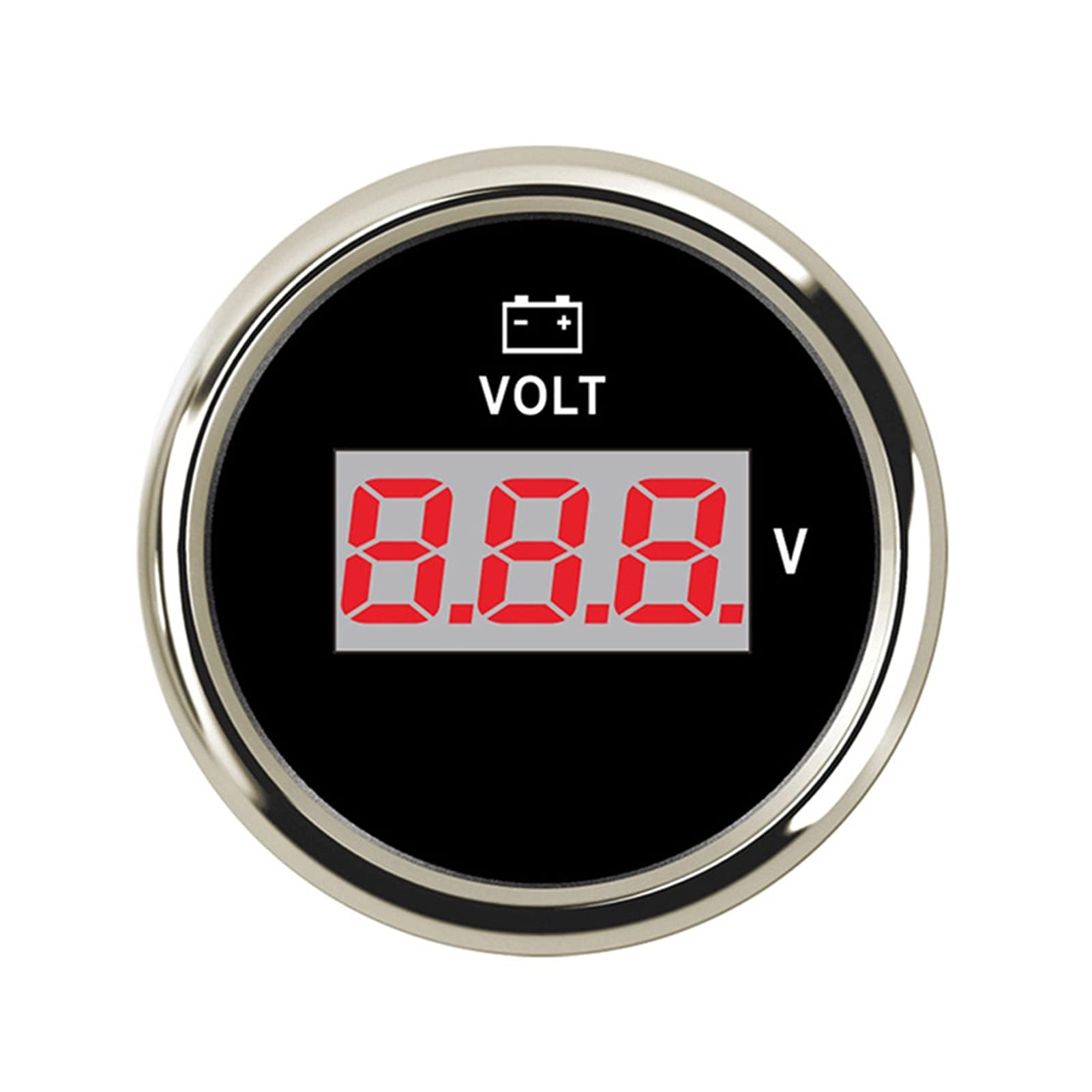 Instrumentación Voltímetro Digital Voltio Medidor de Voltaje Medidores de Voltaje 52 mm para camión de Barcos de Coche de Motocicleta ATV AMP Yate con retroiluminación roja 12-24V (Color : BN)