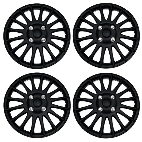 Image of WC3-15-611-B - Pack of 4 Hubcaps - 15-Inches | Black | Style 611 Style Snap-On (Pop-On) Type Matte Black Wheel Covers Hub-caps