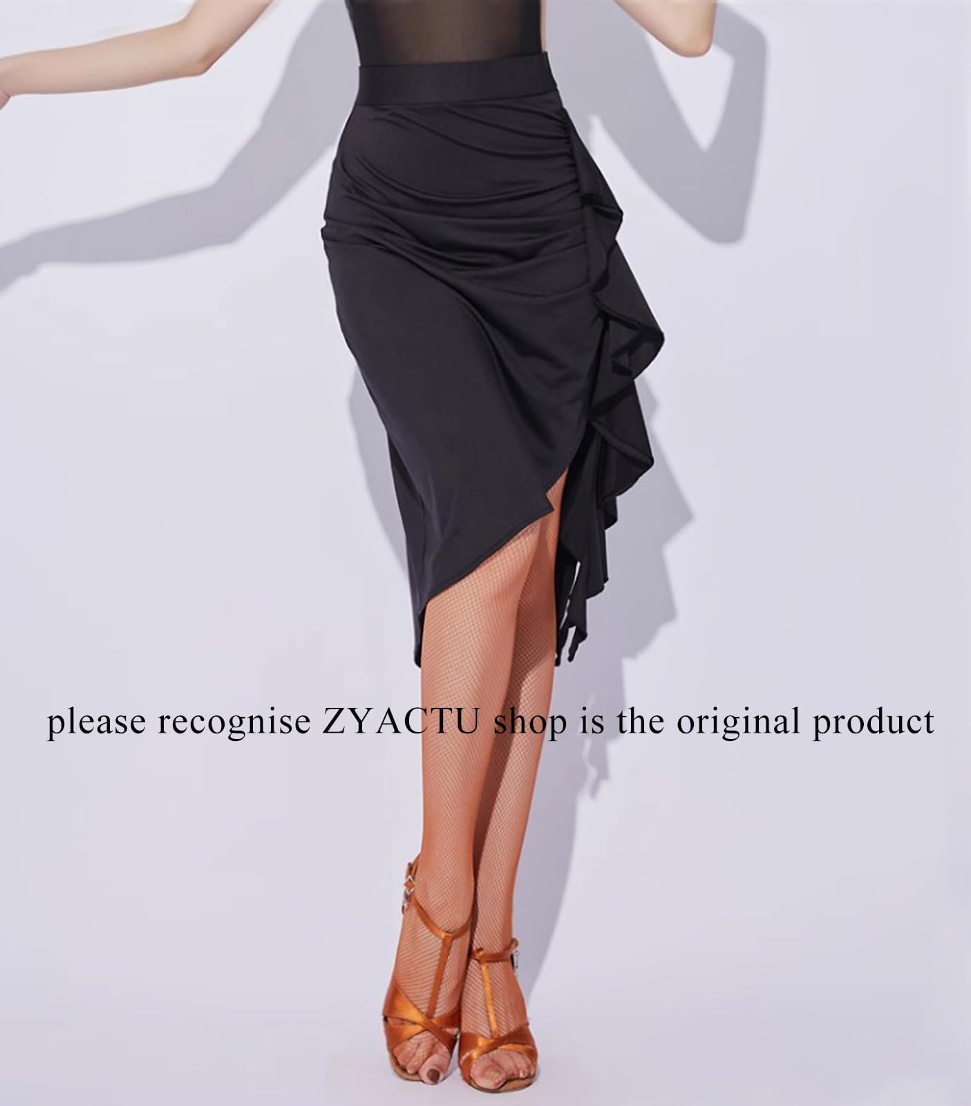 Damen Latin Tango Slasa Tanzrock Asymmetrischer Saum Hohe Taille Halbkörper Rock Übung Tanzkleid