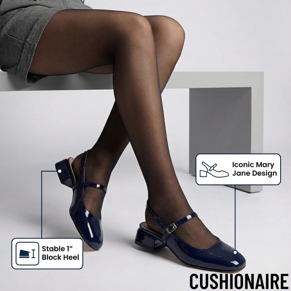 CUSHIONAIRE Women's Gogo Round Toe Mary Jane Dress Shoe +Memory Foam, Wide Widths Available
